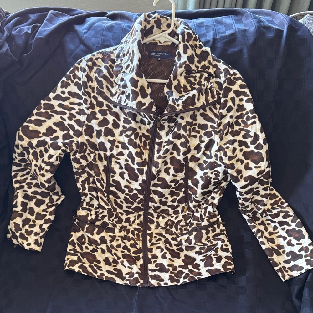 Jones New York Brown and Cream Animal Print light weight Jacket